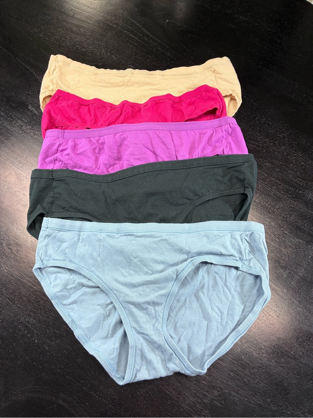 Hanes Women's Bikini Panties - Light Blue, Black, Purple, Pink, Beige - 5 Pack